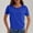 #Blue, variant on Women's Solid Color Round Neck Short Sleeve T-Shirt with Irregular Hem,Army Green,Size L,Women's Plus ,Young Adult Tops