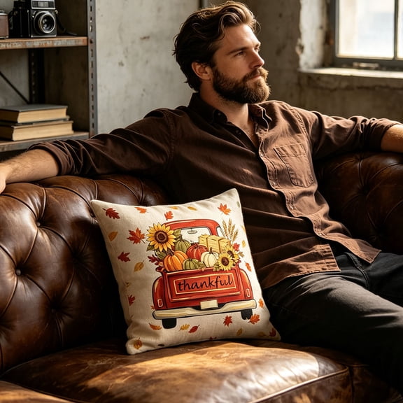 PiGOGI Thanksgiving Pumpkin Pillow Covers Fall Decorative Pillow Cases Soft Cushion Covers Seasonal Sofa Bedroom Home Decor Polyester