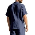thumbnail image 4 of pstuiky Camisas de vestir de manga corta para hombre, Blusa informal de manga corta con cuello vuelto y botones de color liso para hombre ropa de hombre l, 4 of 9