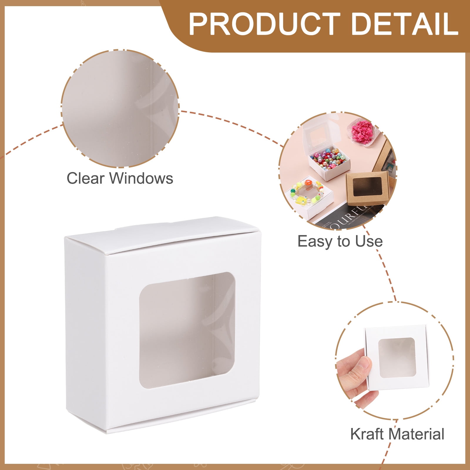 Unique Bargains 16Pcs Durable Stylish Kraft Paper Gift Boxes White 2.6" x 2.6" x 1.2"