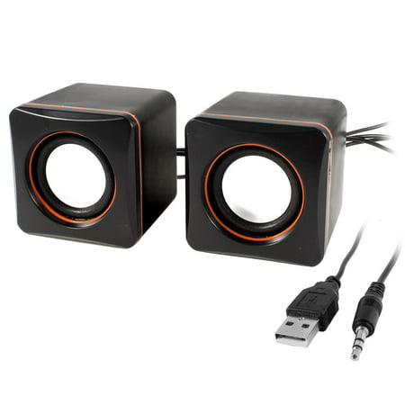 Unique Bargains Pair USB 2.0 3.5mm Square  Sound Speaker Box Black for DVD Mp3 (Best Bargain Computer Speakers)