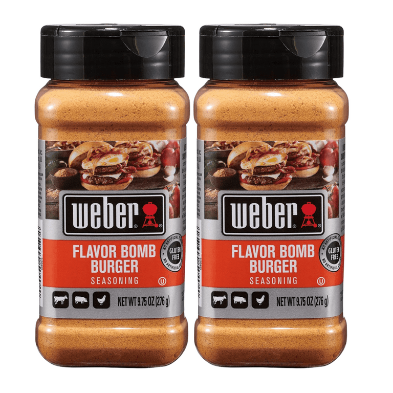 Weber Flavor Bomb Burger Seasoning 9.75oz Each Bottle Ready to Use Spice  Blend for Meat Dishes Burgers Meatball Sheperd Pie Home Party Kitchen  Restaurant Cooking Grilling Food Supply Gift Set, 2 count 
