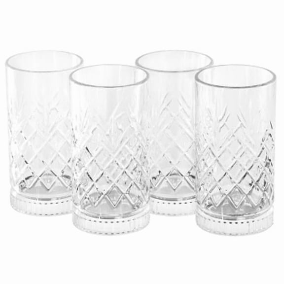 Gibson Home 142175.04 16 oz Diamond Embossed Glass Tumbler Set - 4 Piece