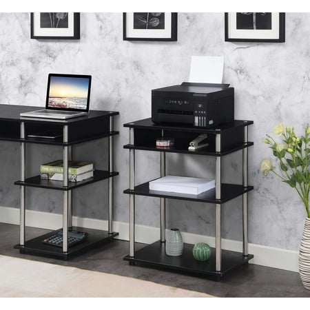 Convenience Concepts Designs2Go No Tools Printer Stand with Shelves, Black