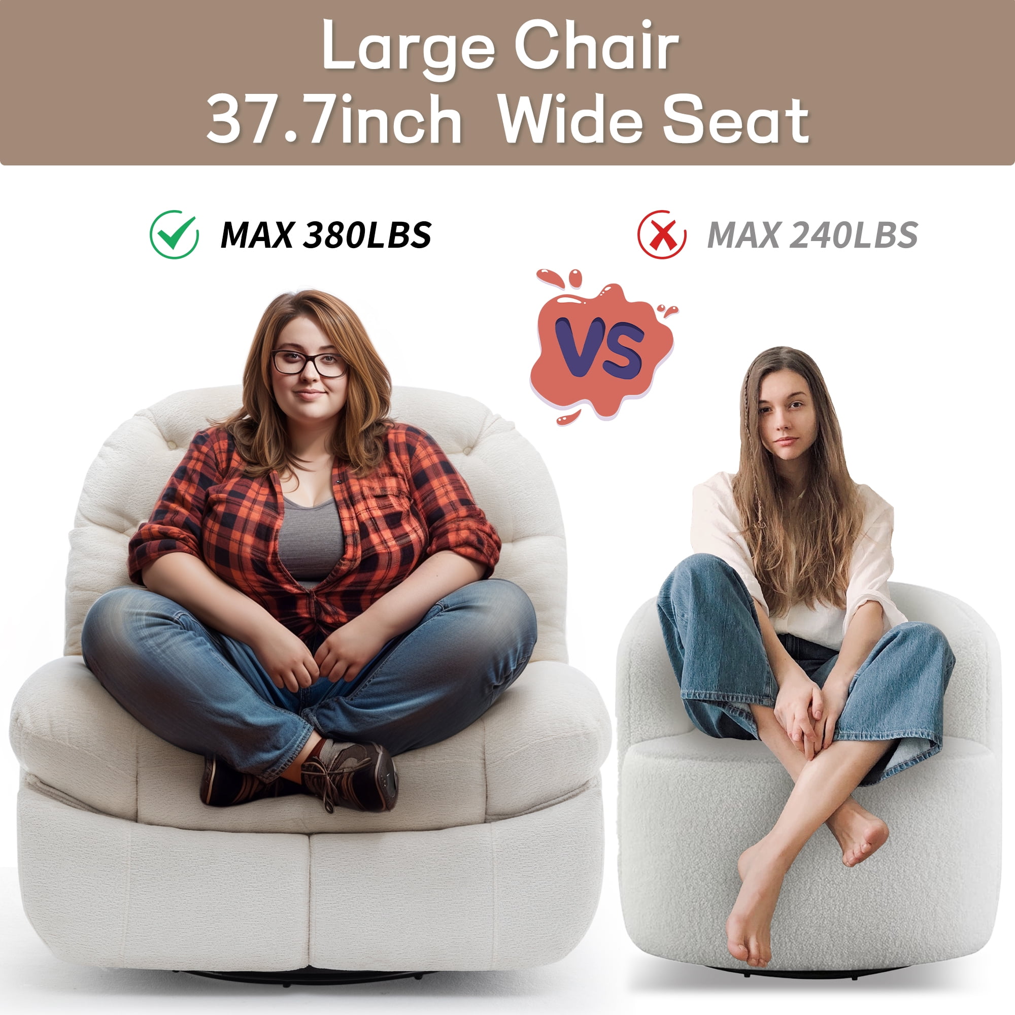 Korser Power Swivel Rocker Recliner Chair with USB Ports Chenille for Living Room,Beige