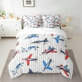thumbnail image 2 of Manfei Blue Red Airplane Bedding Comforter Set 7-Piece, Gray Stripe Full Bedding Set, Aircraft Transportation Theme Fitted Sheet Flat Sheet, Microfiber Bedroom Decor, 2 of 8