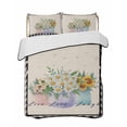 thumbnail image 2 of Quilts Queen Size, French Country Daisies Flower, Soft Comforter Bedding Set for Bed, Farmhouse Rustic Sunflowers Plaid Plants Lightweight Quilted Bedspread with Pillow Cover(2 Pieces), 90x96 Inch, 2 of 6
