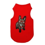 Botany Big Eyes Dog 5D Diamond DIY Pet Clothes Dog Art T-shirt Tee (M AA709-1 Red)