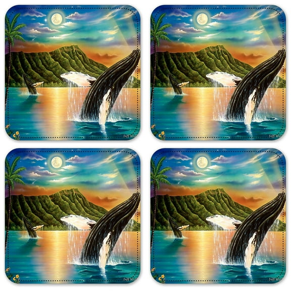 Vinyl Drink Coasters - Set of 4 - Humpback Whales