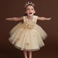 thumbnail image 4 of Gunia Flower Little Girl Dresses For Wedding Sleeveless Kids Summer Fashion Butterfly Printed Tulle Skirt Princess Puffy Formal Light Yellow Dress For Girls 3-9 Years, 4 of 4