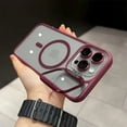 thumbnail image 1 of Magsafe Magnetic Lens Protection Stand Phone Case For IPhone 15 12 13 14 11 Pro Max Camera Glass Transparent Metal Ring Cover Red For iphone11, 1 of 6