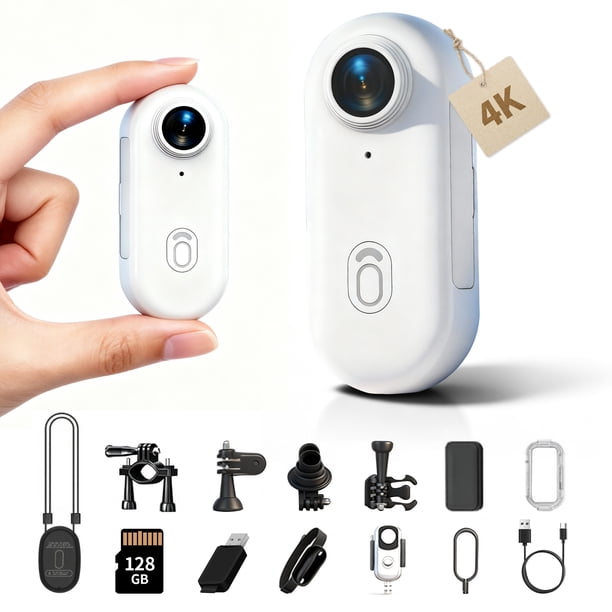 MUOXUEQN Cámara de Acción HD, Cámara de Motocicleta 4K/1080P, Cámaras Compactas Magnéticas Manos Libres para el Cuerpo con Accesorios para Ciclismo, Buceo, Dashcam