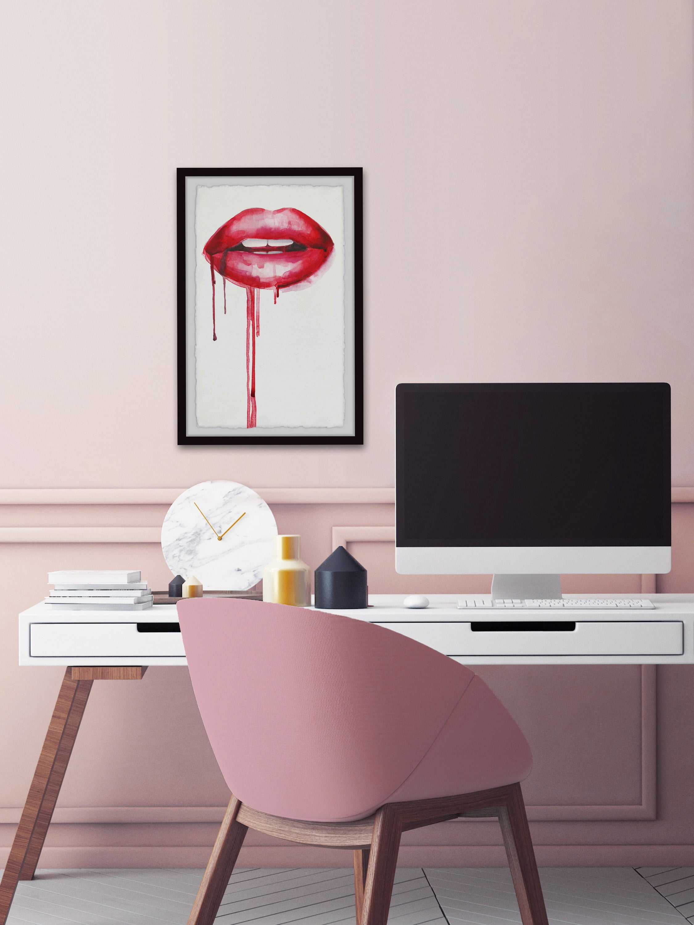 Marmont Hill "Kissable Lips" Framed Painting Art Print, 16.00" x 1.50"