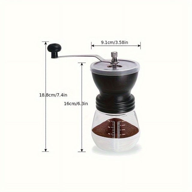 MesaSe 1PC Stainless Steel Hand Crank Coffee Grinder - Portable & Precise Manual Bean Grinder with Graduated Settings - Perfect for Home Kitchen and Restaurant Use - Compact & Versatile