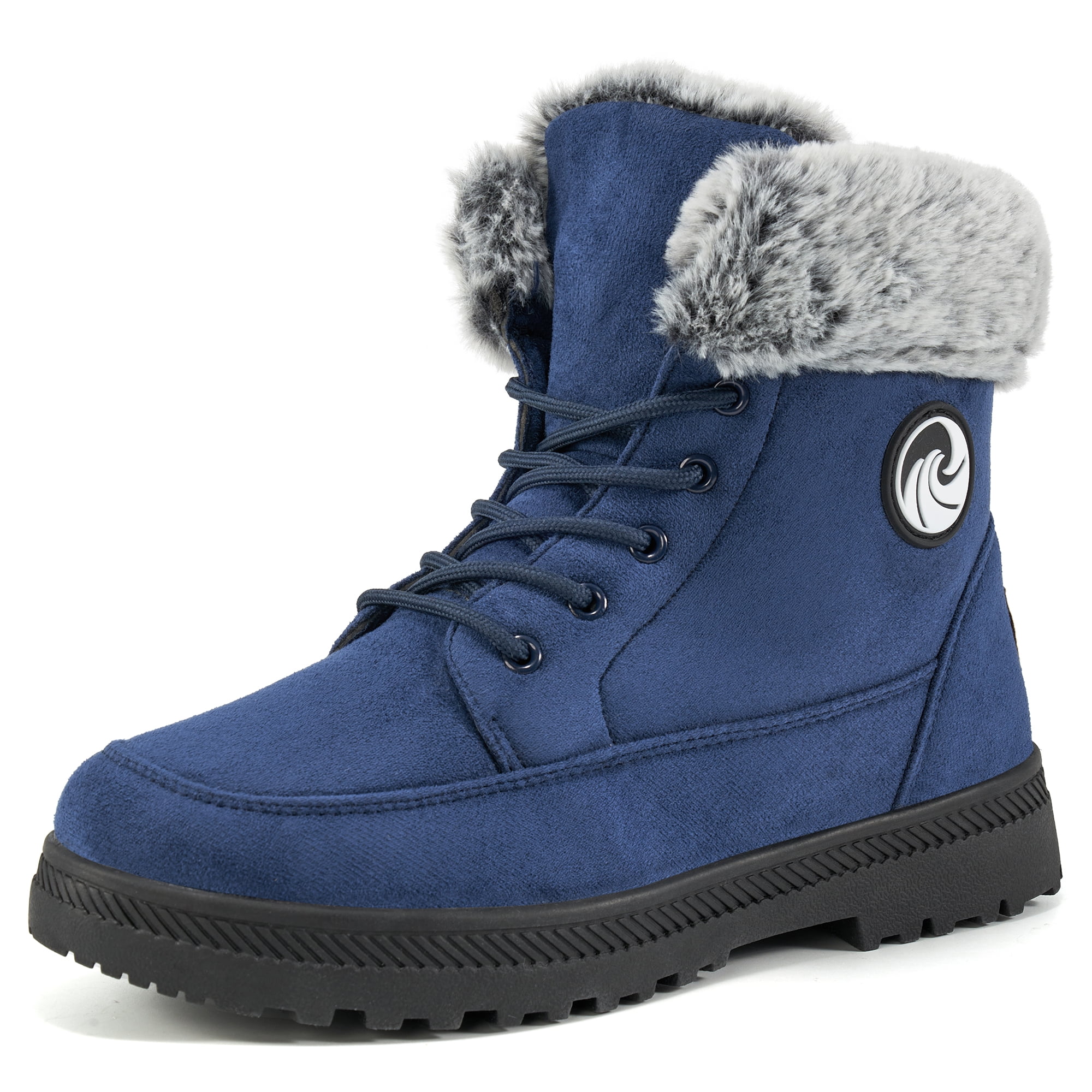 Women's Winter Ankle Boots Warm Faux Fur Lining Lace Up Bootie Outdoor