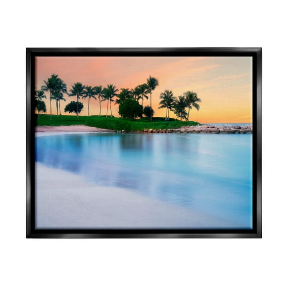 Stupell Industries Tropical Beach Cove Landscape Coastal Photography Black Floater Framed Art Print Wall Art