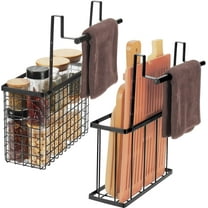 dxynlzq 2 Pack Cabinet Door Organizer Over The Cabinet Door Organizer with Towel Bars Hang Over Cabinet Door Storage  Kitchen Cabinet Door Organizer for Cutting Board  Baking Sheet  Foil