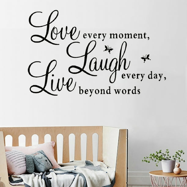 Inspirational Words Love Every Moment Laugh Every Day Live Beyond Words Wall Decal Sticker, Removable Butterfly Decor Art Words Mural, DIY Stick Wallpaper for Living Room Bedroom Decoration Inspirational Words Love Every Moment Laugh Every Day Live Beyond Words Wall Decal Sticker, Removable Butterfly Decor Art Words Mural, DIY Stick Wallpaper for Living Room Bedroom Decoration