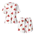 thumbnail image 4 of Naloa Hand Drawn Watermelon Women's Short-Sleeved Pajama Set, Loungewear, Summer pajamas, Breathable Cozy - 4X-Large, 4 of 9