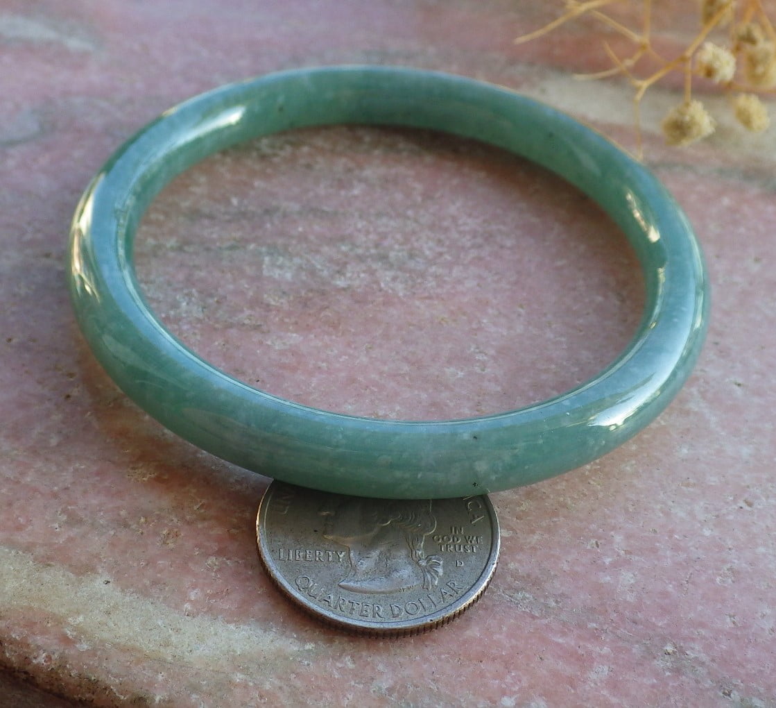 Icy Green Natural A JADE Jadeite Circle Bangle Bracelet 60 mm 685118 TN