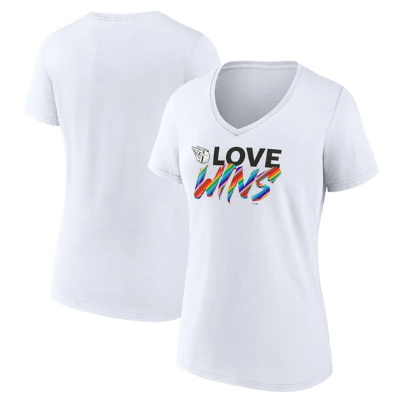 Women's White Cleveland Guardians Love Wins V-Neck T-Shirt