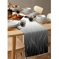 thumbnail image 6 of Black Ombre Lines Burlap-Cotton Table Runner 36 Inches Long,Simple White Black Gradient Stripes Farmhouse Table Runners,Outdoor Dining Tablecloths Decor for Baby Shower Party Wedding 13x36, 6 of 9
