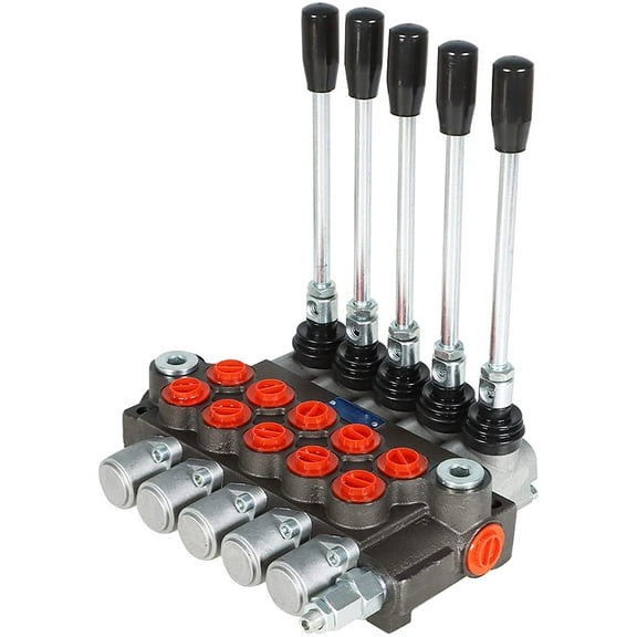 findmall Hydraulic Valve 5 Spool Hydraulic Directional Control Valve Double Acting Valve 13 GPM 3600 PSI SAE Ports for Tractors Loaders Tanks