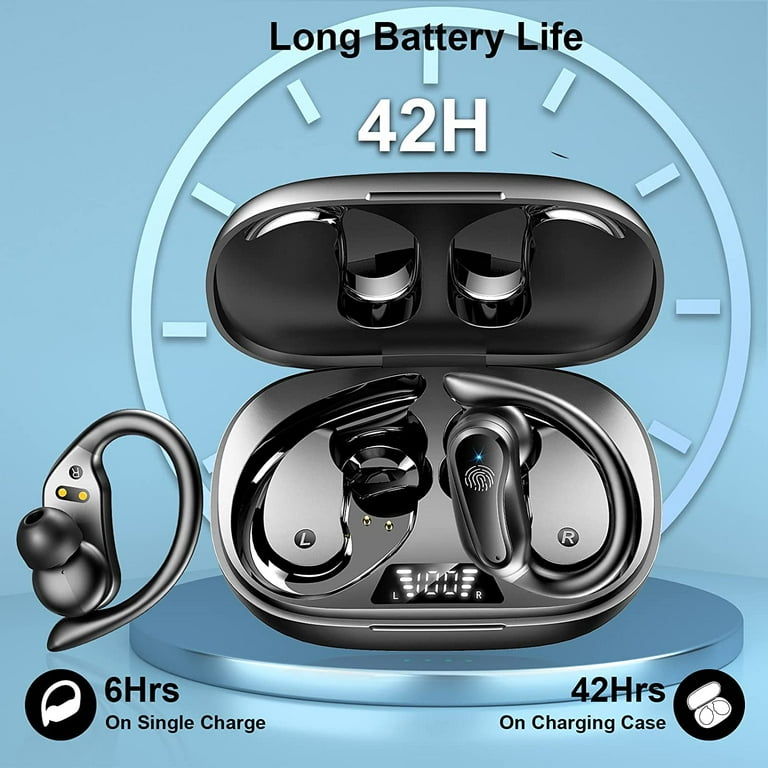 for Samsung Galaxy A21 Bluetooth 5.1 Headphones with Dual LED Digital Display 42Hrs Playtime IP7 Waterproof Running Headphones with Earhooks Mic Walmart