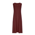 thumbnail image 4 of Robe d'Été Unie pour Femmes, Sans Manches Col Rond Ligne A Longue Maxi Robe d'Été avec Poches pour Tenue Décontractée de Plage Vacances, 4 of 9