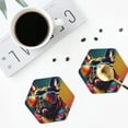 thumbnail image 4 of Honeii Retro Bulldog Sunglasses Print Leather Coaster Set of 4, Ideal for Safeguarding Your Furniture from Drinks Spills and Effortless Cleanup-Hexagon, 4 of 6
