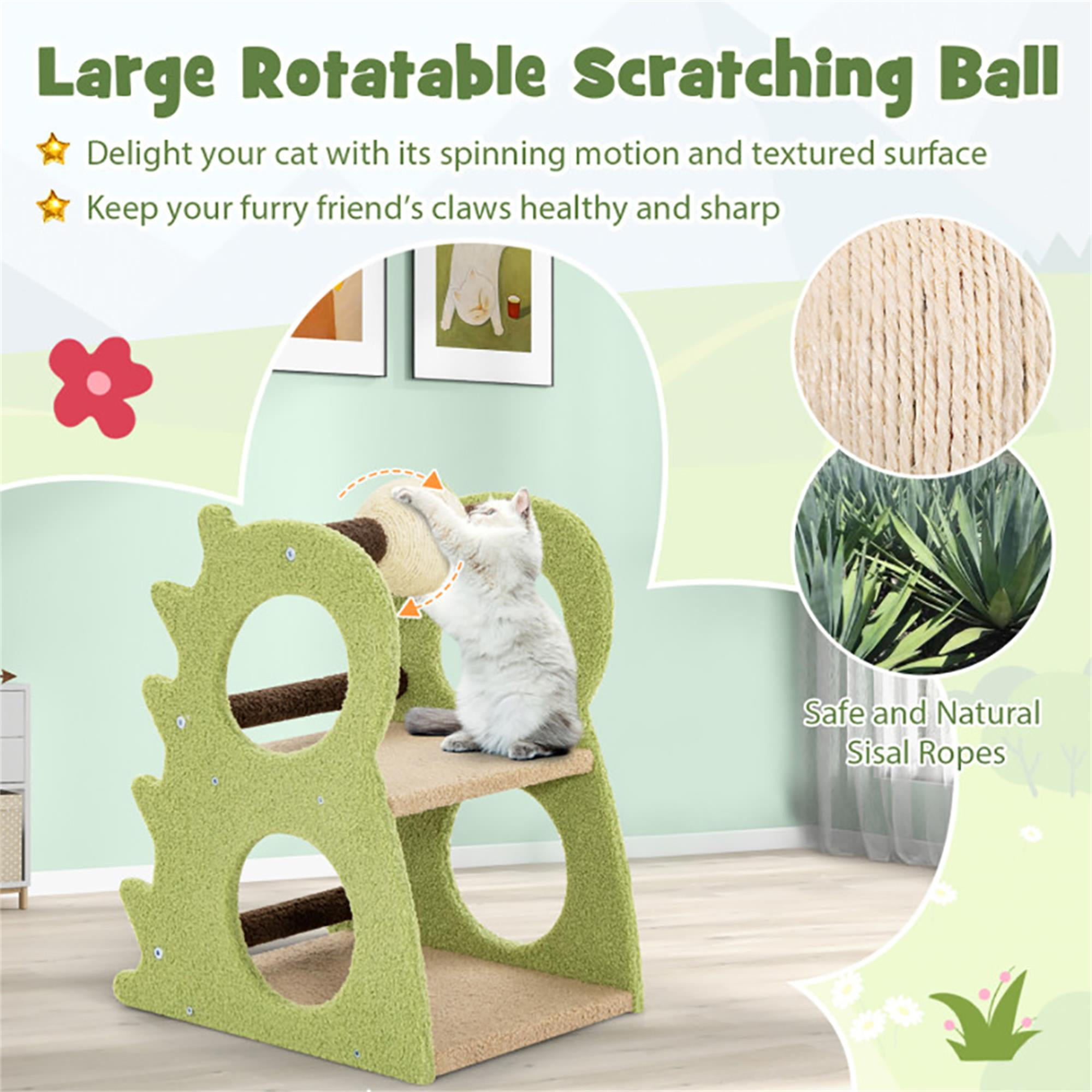 Kadyn 23" Cat Tree Tower for Indoor Cats with Rotatable Sisal Scratching Ball, Cat Condo Furniture for Kittens, Green