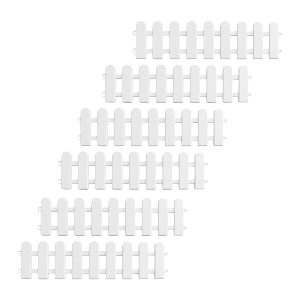 Amosfun 6-Pack White Plastic Garden Fence Panels, Lightweight and Decorative Yard Border for Lawn and Courtyard