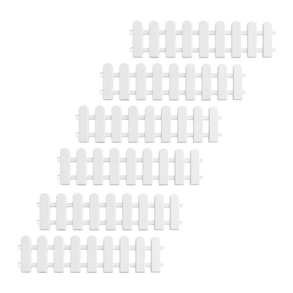 PAMINGONO White Plastic 6Pcs Small Garden Fence for Flowerbeds and Lawns in 19.7x5.1x0.2in