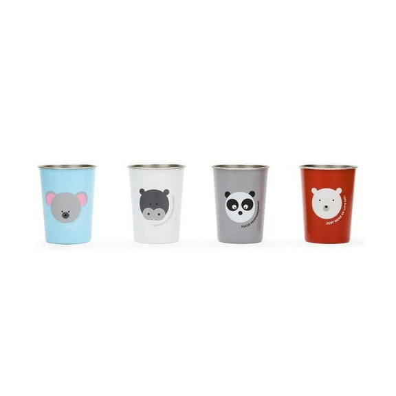 Red Rover Stainless Steel Animal Cups for Kids, Set of 4, 10 ounce each
