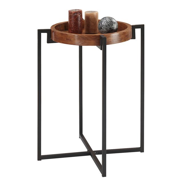 Convenience Concepts Table d'Appoint Plateau Rond Nordic en Noyer Foncé et Noir