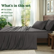 SONORO KATE 100% Cotton Bed Sheets Set, 1000 Thread Count 4 Piece Luxury Soft Sheets Set with 16 Deep Pocket, Queen, Dark Gray
