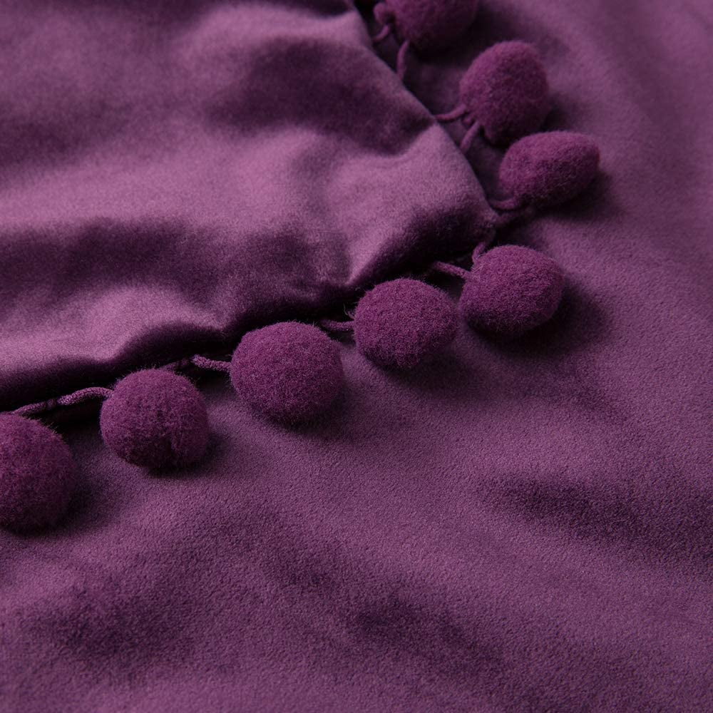 of 2 Velvet Throw Pillow Covers Pompom Decorative Pillowcases Solid Soft Cushion Covers with Square for Couch Sofa Bedroom Car 18x18inch Dark Green