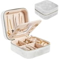 thumbnail image 1 of Joyero de viaje de terciopelo blanco - Pequeño joyero para mujer, estuche de viaje para joyas - Organizador de pendientes con espejo, 1 of 5