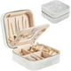 thumbnail image 1 of Joyero de viaje de terciopelo blanco - Pequeño joyero para mujer, estuche de viaje para joyas - Organizador de pendientes con espejo, 1 of 5