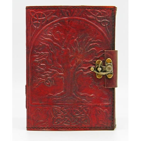 - Tree of Life 240 Page Embossed Leather Journal with Metal Lock 5x7 Inch Diary