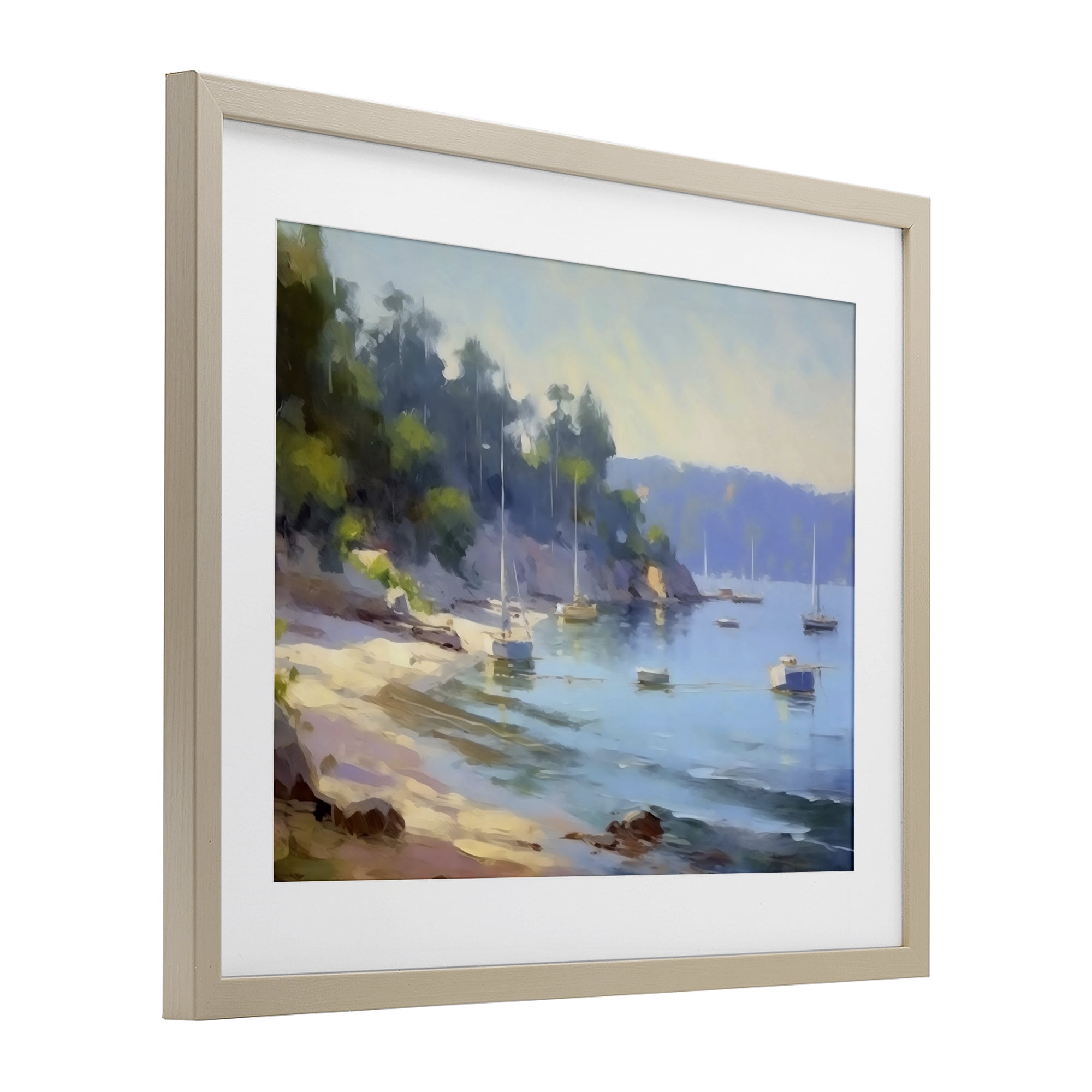 Stupell Industries Near The Shore Summer Sailing Birch Framed Print Under Glass, design by Creative Studio