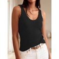 thumbnail image 4 of Women V‑Neck Ruffle Sleeveless Ribbed‑Knit Tank Top, Lightweight Casual Going‑Out Summer Blouse, 4 of 13
