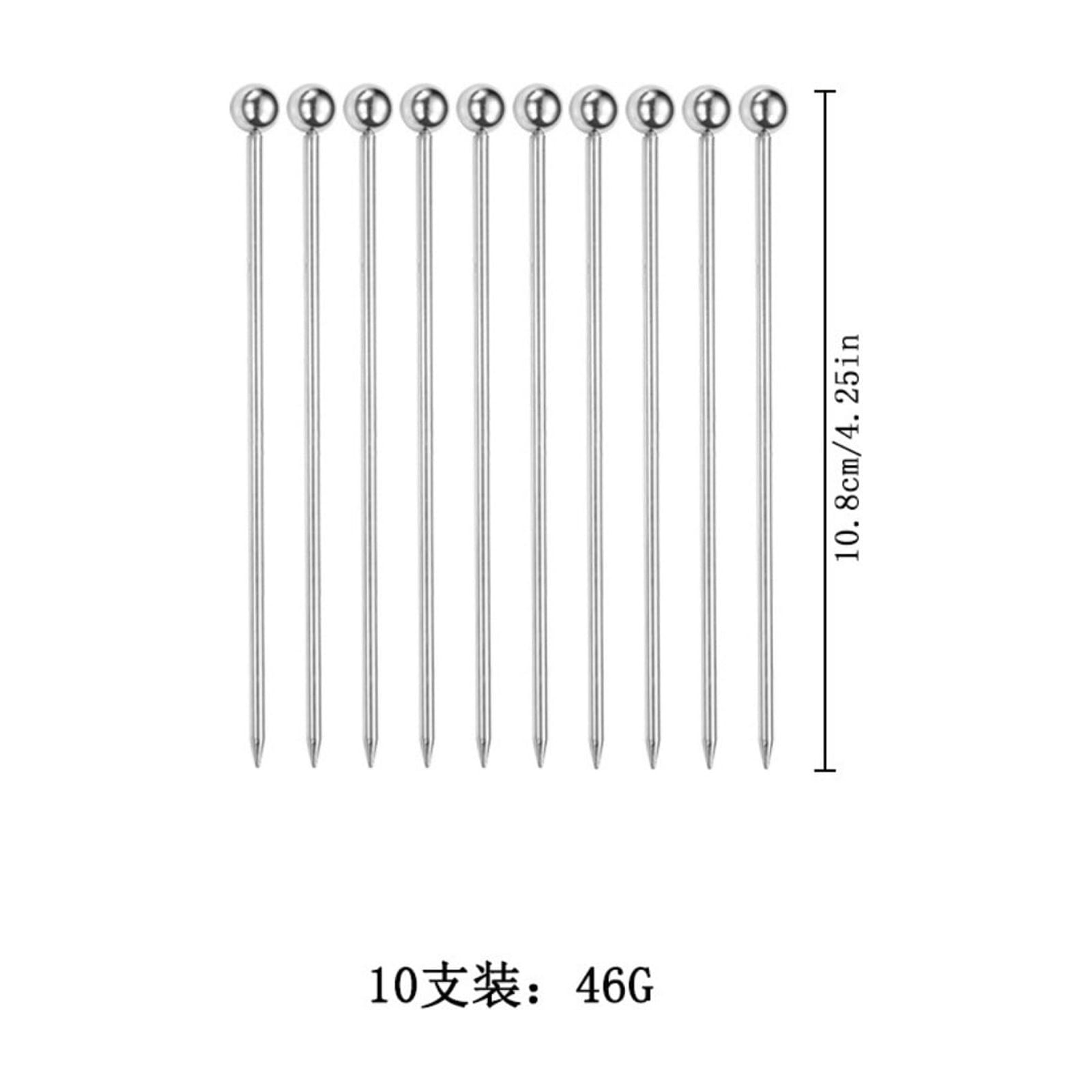 Djiypn Metal Cocktail Picks 10Pack+Holder Kit, Premium Stainless Steel Reusable Appetizer Skewers Set for Sandwiches, BBQ Snacks, Cocktails. (4.25 inch，Silvery)