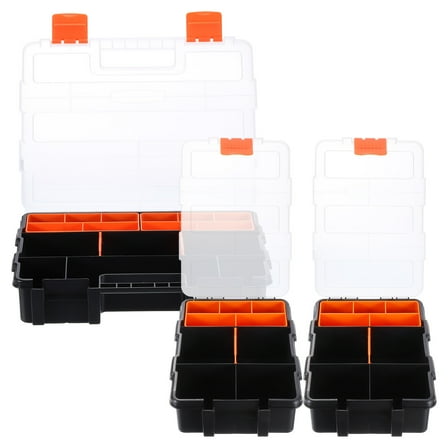 Uxcell 3pcs Toolbox Organizer Portable Plastic Hardware Organizer Box Small Accessories Toolbox with Removable Dividers & Compartments