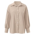 thumbnail image 4 of LIUJUNSHOP Womens Button Down Tunic Shirts Plus Size Long Puff Sleeve Peplum Tops Collared Blouses, 4 of 7