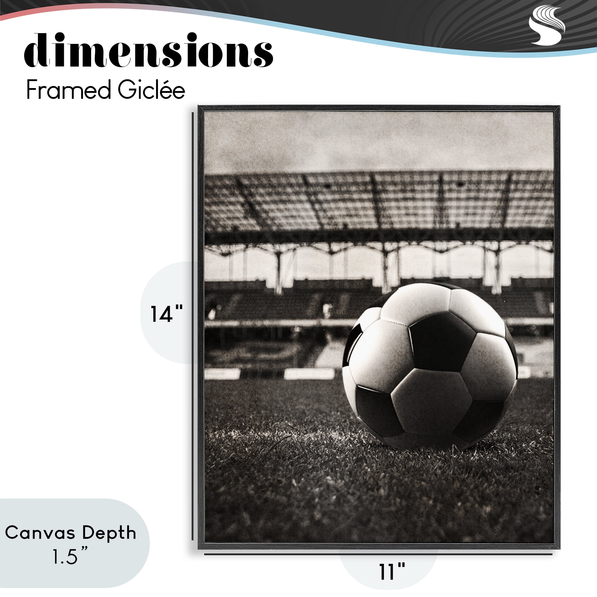Stupell Industries Vintage Sports Soccer Black Framed Giclee Art, design by Marcus Prime