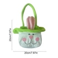 thumbnail image 3 of Bolsa de caramelos Conejo de Pascua 7,9 x 7,9 pulgadas – Diseño de cara de conejo de tela suave con orejas, asa larga – Cesta de búsqueda de huevos de Pascua, bolsa de regalo para fiestas, decoración, 3 of 6