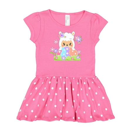 

Inktastic Cute Easter Llama with Spring Flowers and Egg Gift Baby Girl Dress