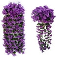 thumbnail image 4 of Morttic 2 Pack Artificial Hanging Flowers, Fake Hanging Plants Colorful Orchid Flower Bouquet for Wall Home Room Garden Wedding Indoor Outdoor Decoration (Purple), 4 of 7