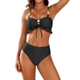 thumbnail image 1 of FhsagQ Women Swimsuit Sets Plus Solid Color Beaded Rope Two Piece Swimsuit Woman Women Swimsuit Sets Costume Swimsuit Sets for Women Swimsuit Sets Cosplay Black S, 1 of 7